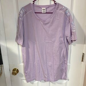 PINK Victoria's Secret Light violet Sequin Sleeve Tee